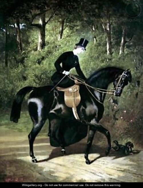The Rider Kipler on her Black Mare - Alfred Dedreux