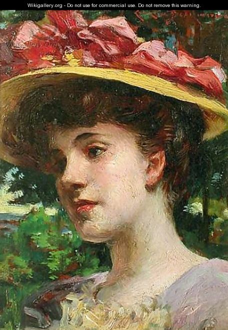 The Straw Hat - James Carroll Beckwith