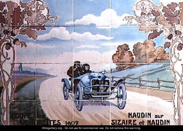 Naudin driving a Sizaire et Naudin car in the Light Car Cup of 1907 - Ernest Montaut