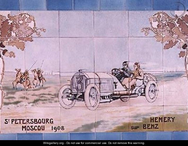 Hemery driving a Benz car in the St Petersburg to Moscow race of 1908 - Ernest Montaut