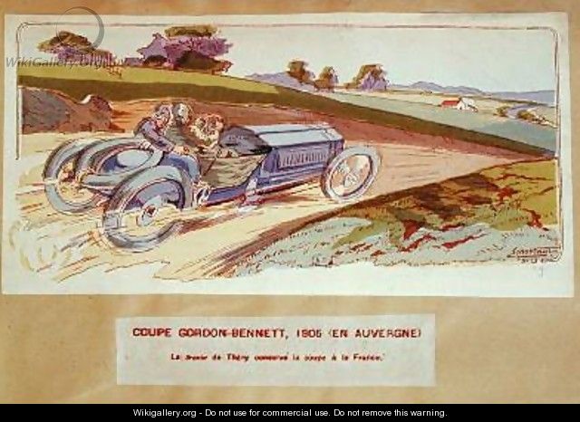 The Richard-Brasier car driven by Leon Thery during the Gordon-Bennett race in the Auvergne in 1905 1910 - Ernest Montaut