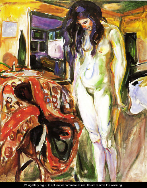 Model near the wicker armchair 1921 - Edvard Munch
