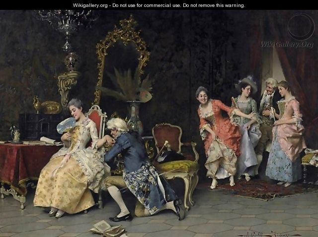 Galante advertisement. Distinguished society with the game in the salon - Adriano Cecchi