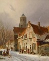 Dutch Street Scene in Winter - Adrianus Eversen