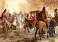 Hussars bring a Polish family - Adolph von Menzel