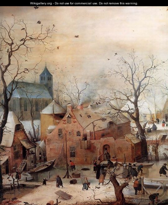 Winter Landscape with Skaters (detail) - Hendrick Avercamp