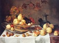 A Still Life of Pears, Peaches, Grapes and Quinces in a Basket - Balthasar Van Der Ast
