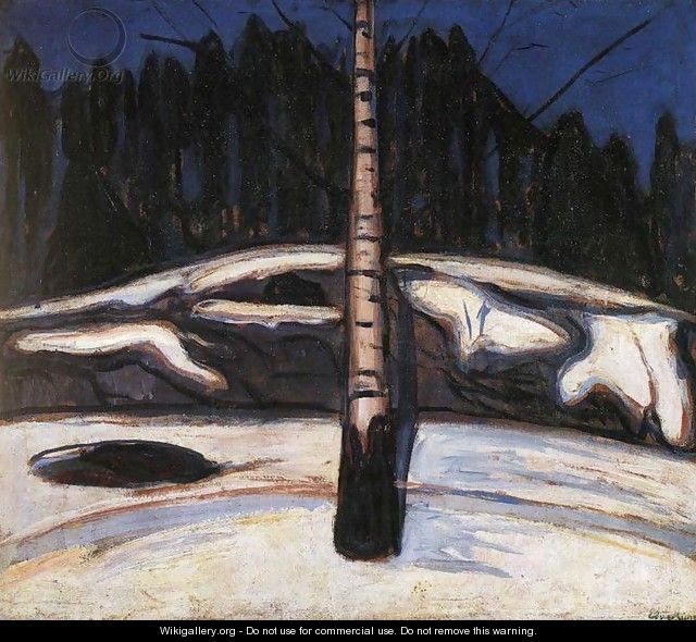 Birch in the Snow - Edvard Munch