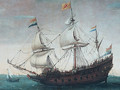 Het uitzeilen van een aantal Oost-Indiëvaarders uit het Marsdiep. In het midden het schip 'Mauritius' - Cornelis Hendricksz. The Younger Vroom