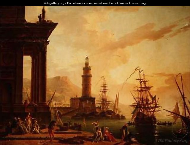 Capriccio of a Mediterranean harbour with a Dutch frigate and other shipping - La Croix de Marseilles