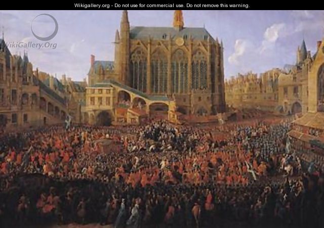The Departure of Louis XV 1710-74 from Sainte-Chapelle after the lit de justice which ended the reign of Louis XIV 1638-1715 12th September 1715 1735 - Pierre-Denis Martin