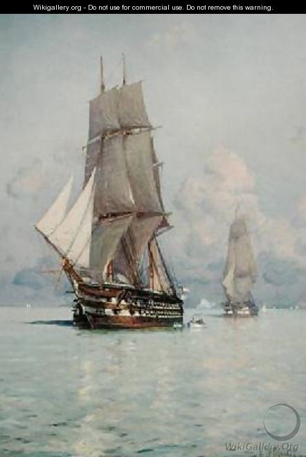 A Squadron o Sail Coming to Anchor - Eduardo de Martino