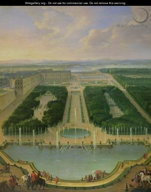Perspective view of the chateau of Versailles seen from the Neptune Fountain 1696 - Jean-Baptiste Martin