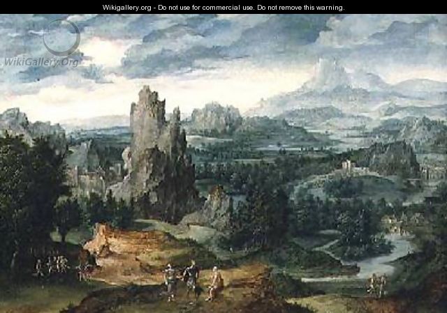 Landscape with Jupiter and other classical figures in the foreground - Cornelis Massys