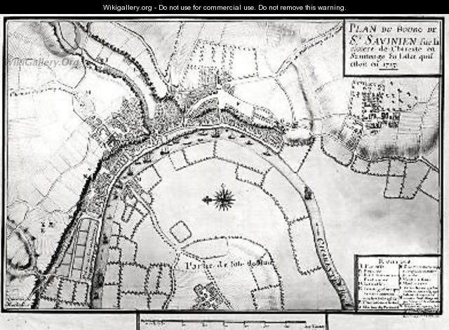Map of Saint-Savinien on the Charente River in 1713 from Recueil des Plans de Saintonge - Claude Masse