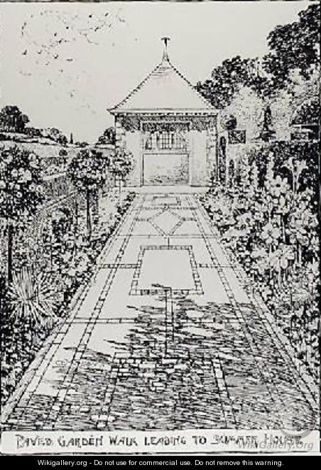 Paved Garden Walk Leading to Summer House from Thomas Mawsons The Art and Craft of Garden Making - Thomas Hayton Mawson