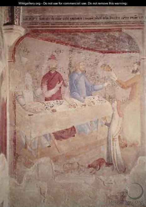 Herods Feast scene from The Life of St John the Baptist Cycle in the Chapel of St Jean 1346-48 - di Giovanetto da Viterbo Matteo