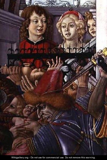 The Massacre of the Innocents detail of two onlookers observing the carnage from the palace 1482 - di Giovanni di Bartolo Matteo