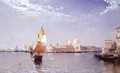 Venetian Canal Scene with the Salute in the distance - Arthur Joseph Meadows
