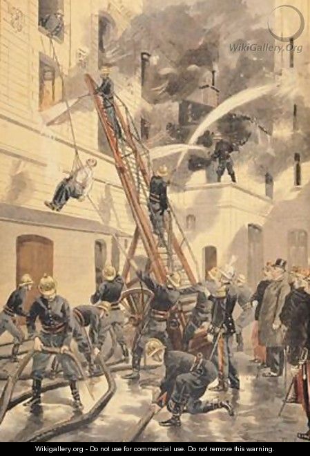 Felix Faure 1841-99 with the firemen from Le Petit Journal 20th February 1898 - Tofani, Oswaldo Meaulle, F.L. &