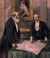 Anglo French Convention signed in London by Paul Cambon 1843-1924 the French Ambassador and Lord Salisbury 1830-1904 the British Prime Minister from Le Petit Journal 9th April 1899 - Tofani, Oswaldo Meaulle, F.L. &