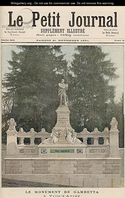 Monument to Gambetta at Ville dAvray from Le Petit Journal 21st November 1891 - Fortune Louis Meaulle