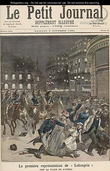 The First Performance of Lohengrin from Le Petit Journal 3rd October 1891 - Fortune Louis Meaulle