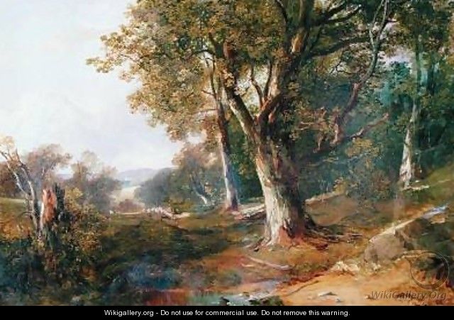 A Wooded Landscape with Castle in Distance 1865 - Horatio McCulloch