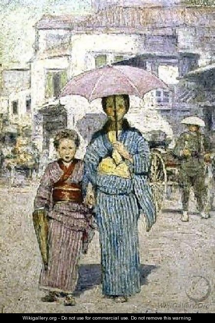 A Japanese Street Scene - Mortimer Ludington Menpes