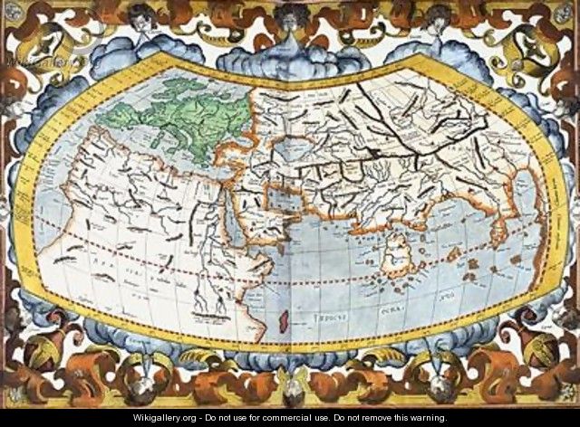 World map entitled Unviersalis tabula iuxta Ptolemeum