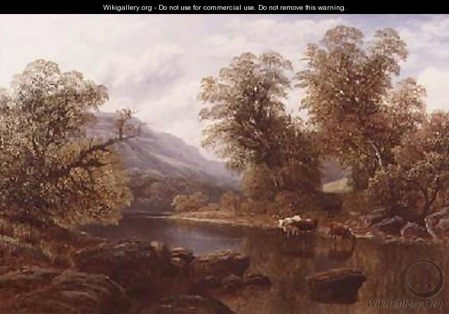 Landscape with a River and Cattle - William Mellor