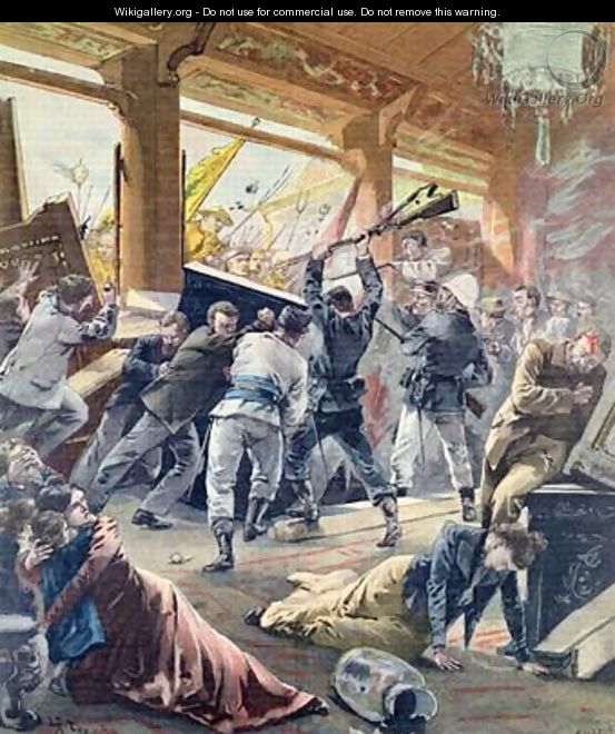 The European Legation Besieged by the Chinese Rebels in Peking from Le Petit Parisien - Fortune Louis Meaulle