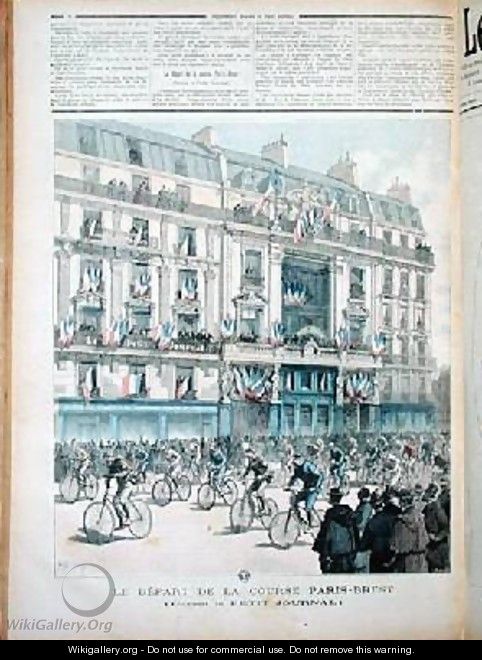 The start of the Paris Brest bicycle race in front of the offices of Le Petit Journal - Fortune Louis Meaulle