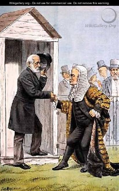 Goodbye to Judge Clark from St Stephens Review Presentation Cartoon 8 Dec 1888 - Tom Merry