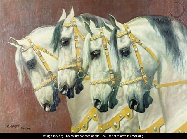 Heads of Four Horses - Oskar Merte