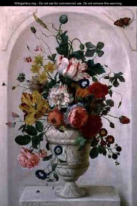 An Urn of Flowers in an Alcove - Jan Frans Josephus Mertens