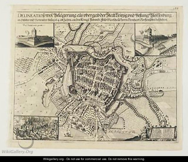 The Siege and Surrender of Leipzig and Castle Pleissenburg in October November 1642 after 1642 - Matthäus the Elder Merian