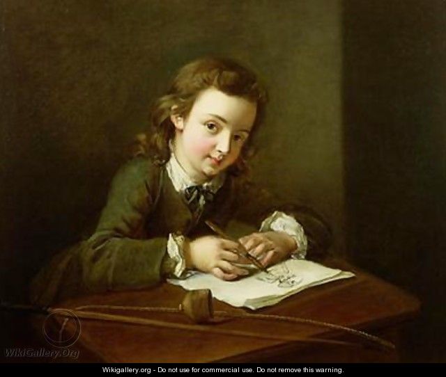 Boy Drawing at a Table - Philipe Mercier