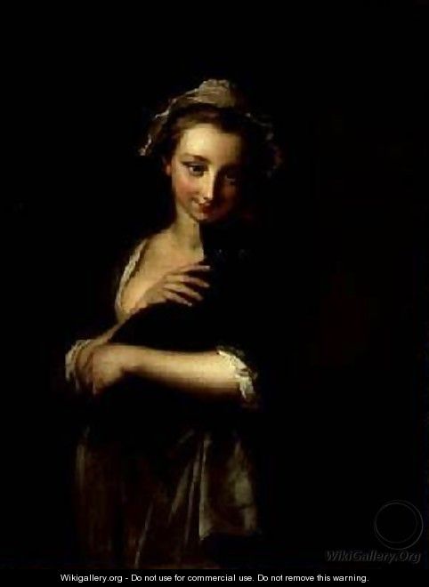 Girl holding a cat - Philipe Mercier