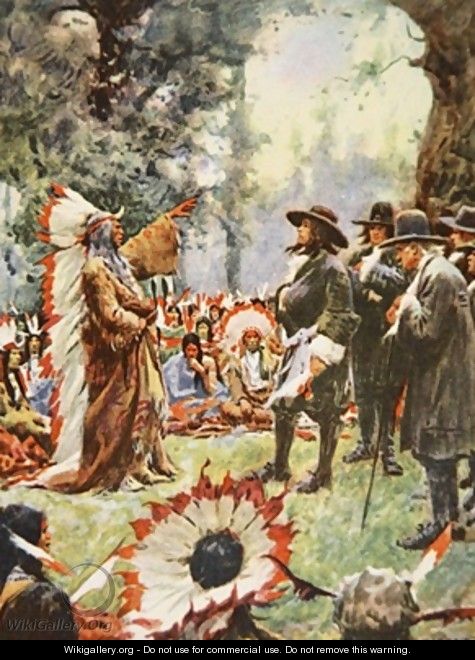 William Penns treaty with the Indians illustration from This Country of Ours The Story of the United States - A.C. Michael
