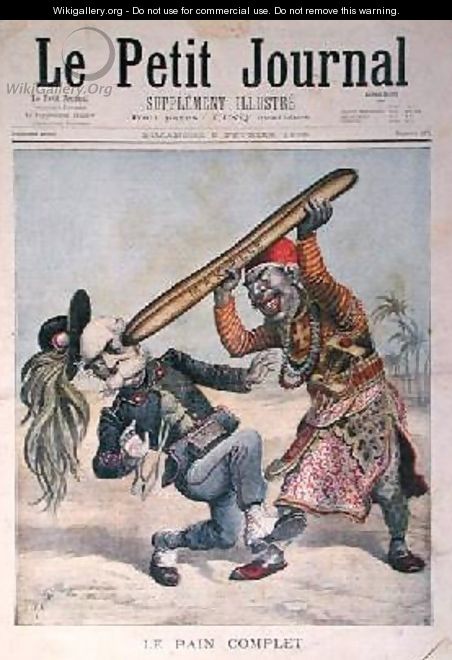 Caricature of Francesco Crispi 1818-1901 and the defeat of the Italian invading army at the siege of Makalle Ethiopia cover of Le Petit Journal 9th February 1896 - Henri Meyer