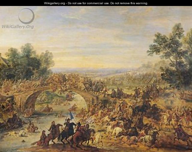 Cavalry Battle on a Bridge - Adam Frans van der Meulen