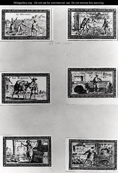Six vignettes depicting bread making - Meunier