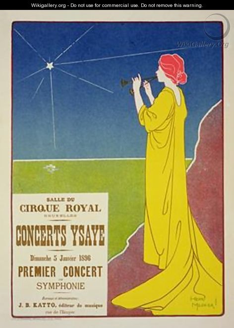 Reproduction of a poster advertising the Ysaye Concerts Salle du Cirque Royal Brussels 1895 - Henri Georges Jean Isidore Meunier