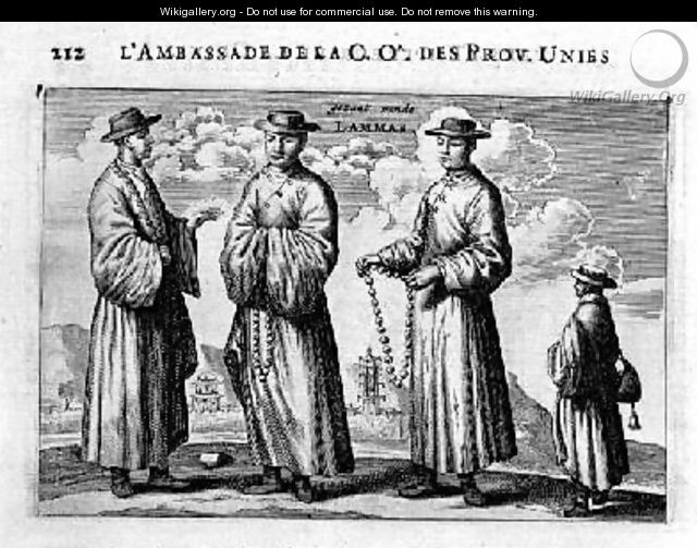Lamas of China from an account of a Dutch Embassy to China 1665 - Jacob van Meurs