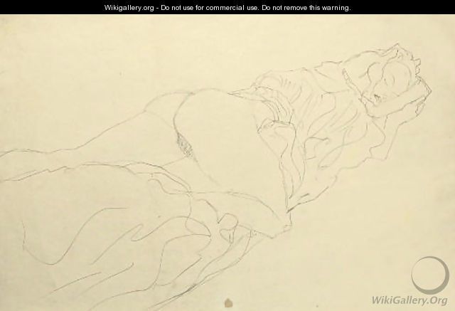 Liegender Halbakt nach rechts 6 - Gustav Klimt