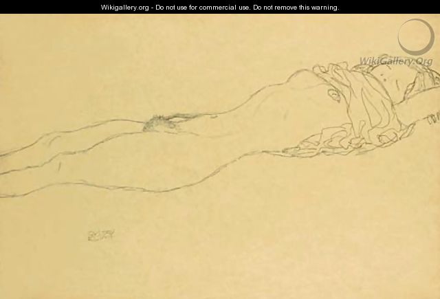 Liegender Halbakt nach rechts 5 - Gustav Klimt