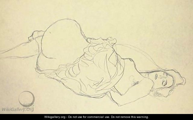 Liegender Halbakt nach rechts 4 - Gustav Klimt