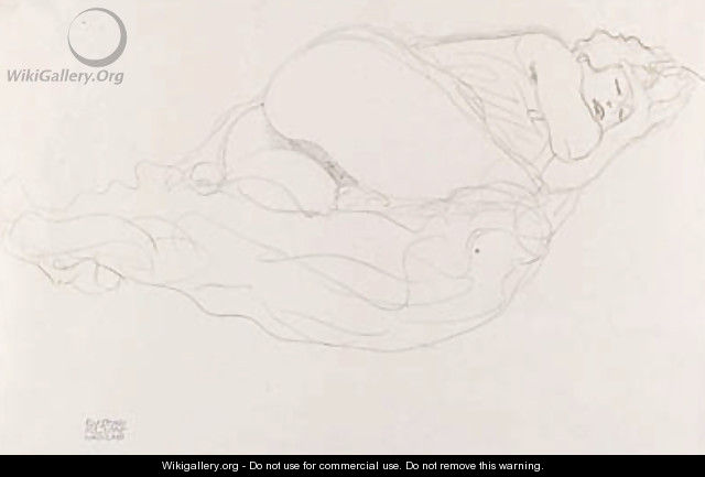 Liegender Halbakt nach rechts 3 - Gustav Klimt