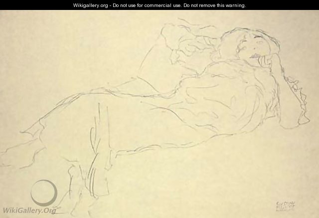 Liegende Frau von vorne - Gustav Klimt